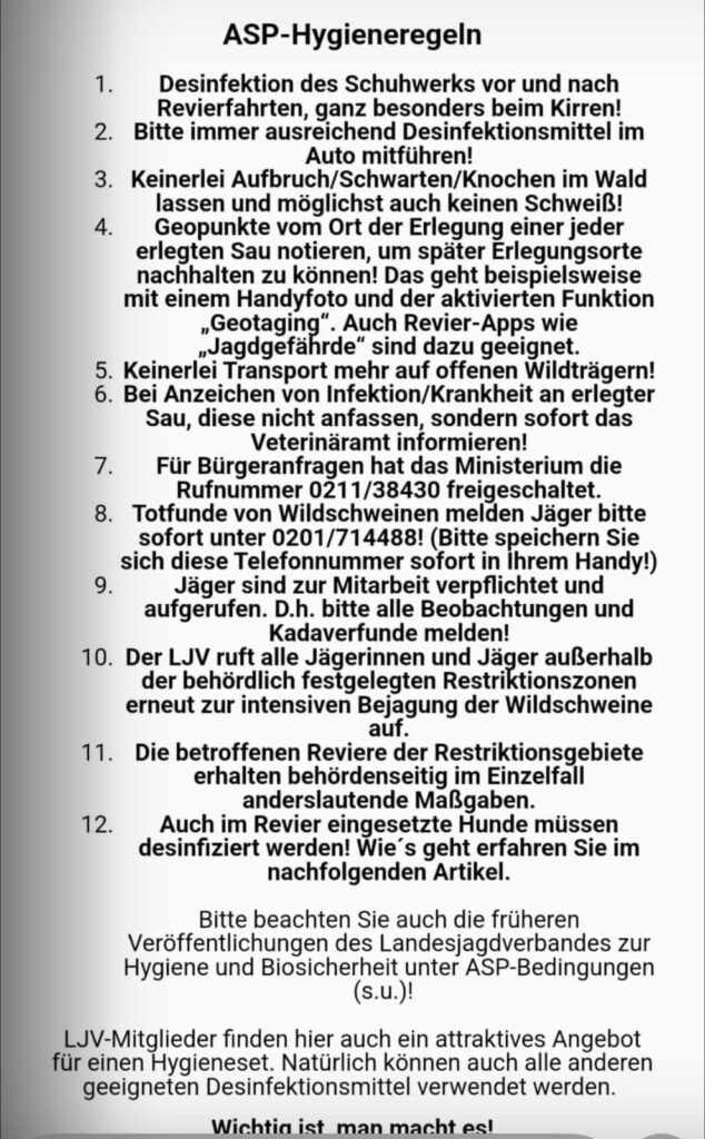 Hygieneregeln ASP